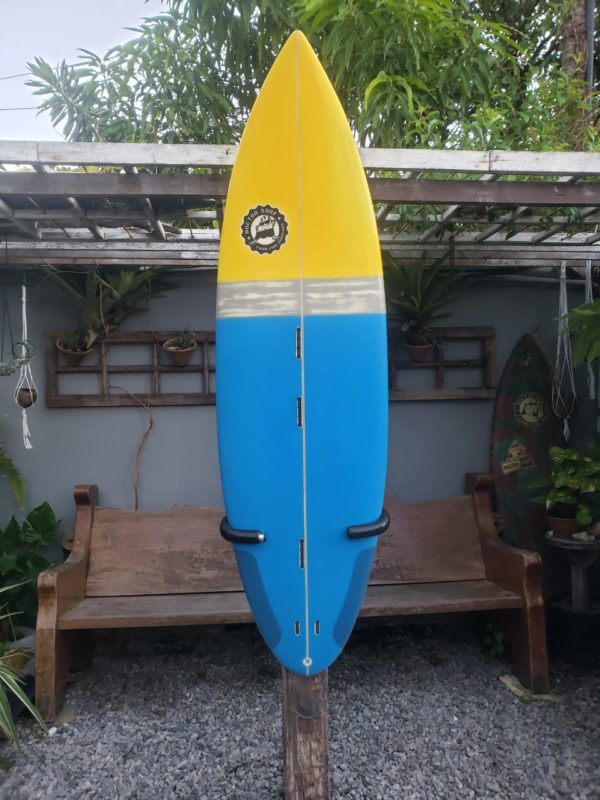 Prancha Kite Wave Doctor Surf 6'0" azul e amarela deck