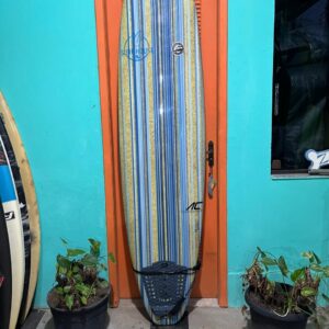 Prancha Surf Funboard AC 7'6" Seminova com Deck, Quilhas e Leash