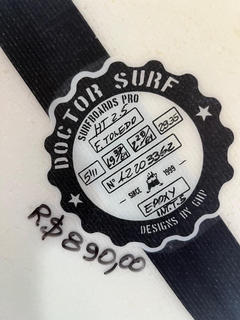 Prancha Surf 5'11" HT25 Felipe Toledo Masterizada Seminova com Deck - Imagem 3
